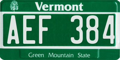 VT license plate AEF384