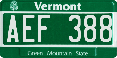 VT license plate AEF388