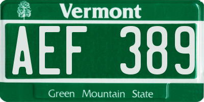 VT license plate AEF389