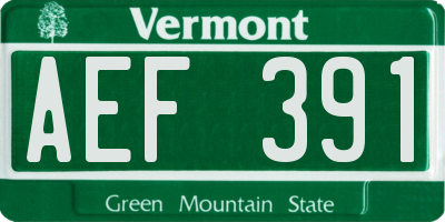 VT license plate AEF391