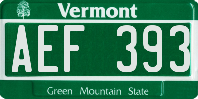 VT license plate AEF393