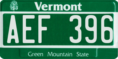VT license plate AEF396
