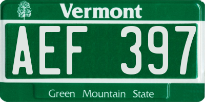 VT license plate AEF397