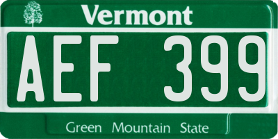 VT license plate AEF399
