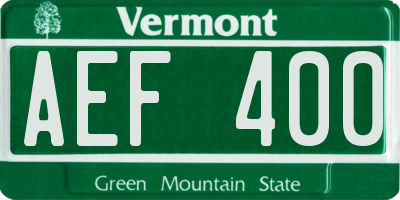 VT license plate AEF400
