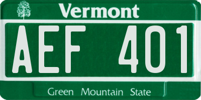 VT license plate AEF401
