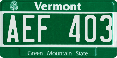 VT license plate AEF403