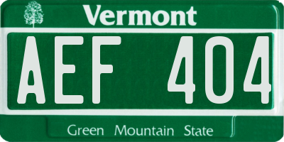 VT license plate AEF404