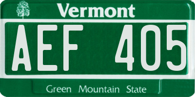 VT license plate AEF405