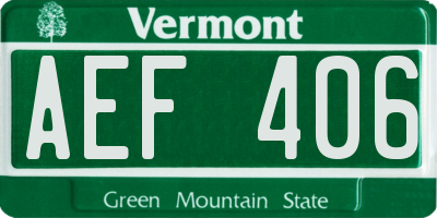 VT license plate AEF406