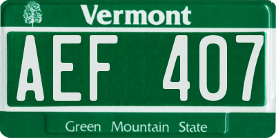 VT license plate AEF407