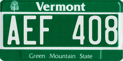 VT license plate AEF408