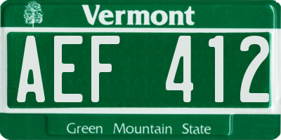 VT license plate AEF412