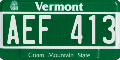 VT license plate AEF413