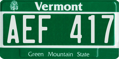 VT license plate AEF417