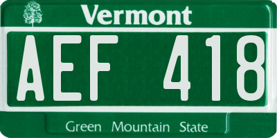 VT license plate AEF418