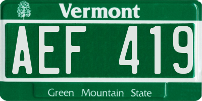 VT license plate AEF419