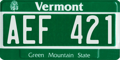 VT license plate AEF421