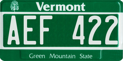 VT license plate AEF422