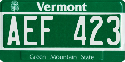 VT license plate AEF423