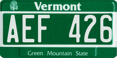 VT license plate AEF426