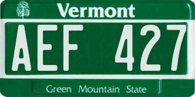 VT license plate AEF427
