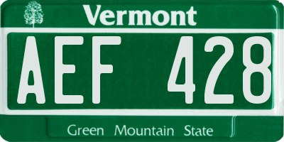 VT license plate AEF428