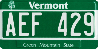 VT license plate AEF429
