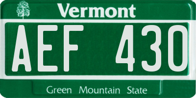 VT license plate AEF430