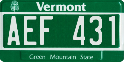 VT license plate AEF431