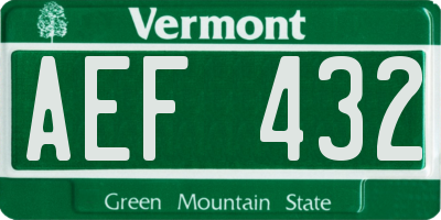 VT license plate AEF432