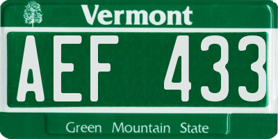 VT license plate AEF433