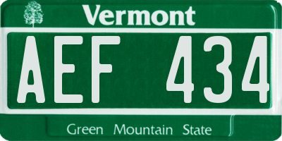 VT license plate AEF434
