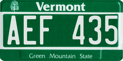 VT license plate AEF435