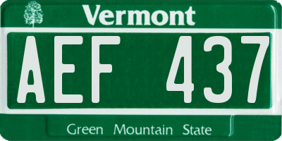 VT license plate AEF437