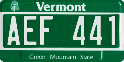 VT license plate AEF441