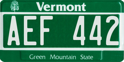 VT license plate AEF442