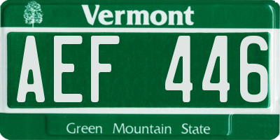 VT license plate AEF446