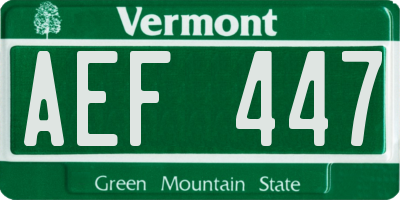 VT license plate AEF447