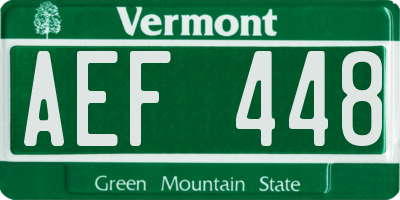 VT license plate AEF448