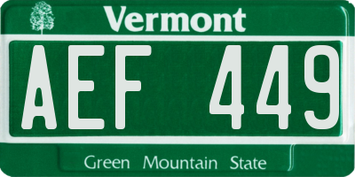 VT license plate AEF449