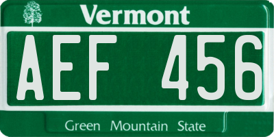 VT license plate AEF456