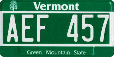 VT license plate AEF457