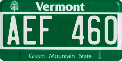 VT license plate AEF460