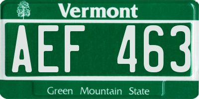 VT license plate AEF463