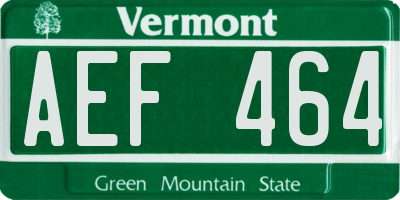 VT license plate AEF464