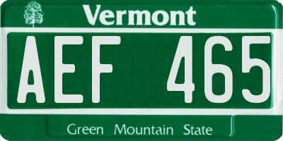 VT license plate AEF465