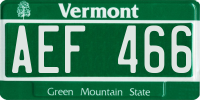 VT license plate AEF466