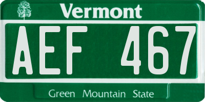 VT license plate AEF467