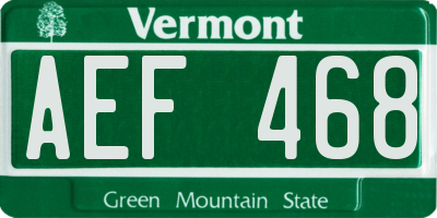 VT license plate AEF468